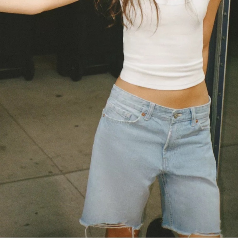 Zara TRF MID-WAIST DENIM BERMUDA SHORTS - Picture 5 of 7
